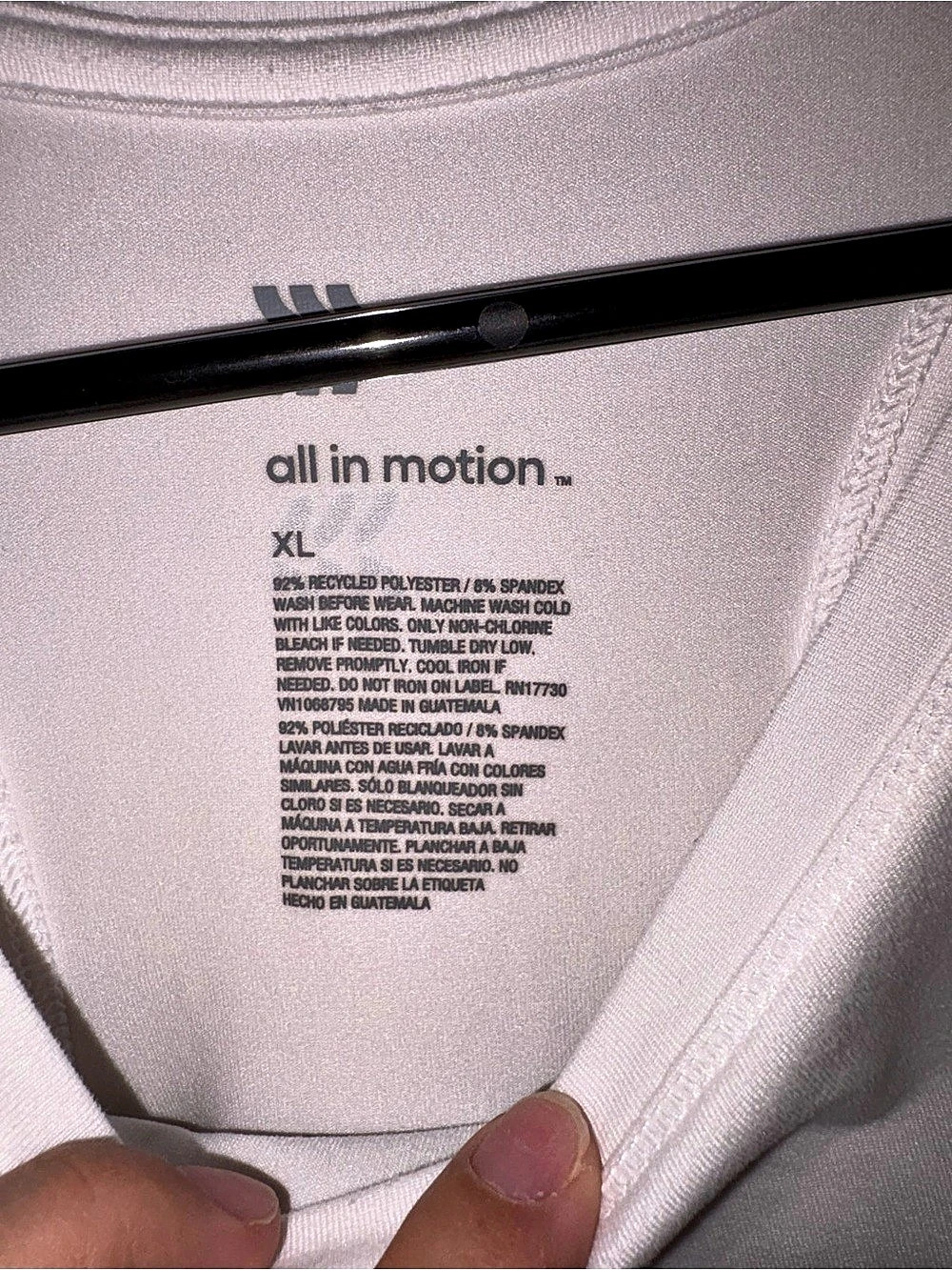 All In Motion Essential Racerback White Tank Top - Picture 3 of 3